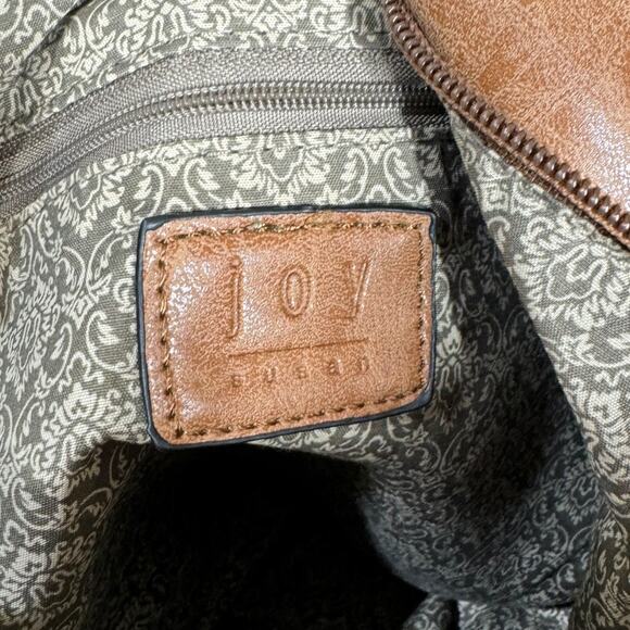 Joy Susan Darcy Zip Front Pocket Bucket Bag Faux Leather Vegan Tan Slouchy Hobo - Picture 5 of 9